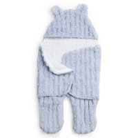 SW118-DB: Dusty Blue Bubble Sherpa Swaddle Wrap